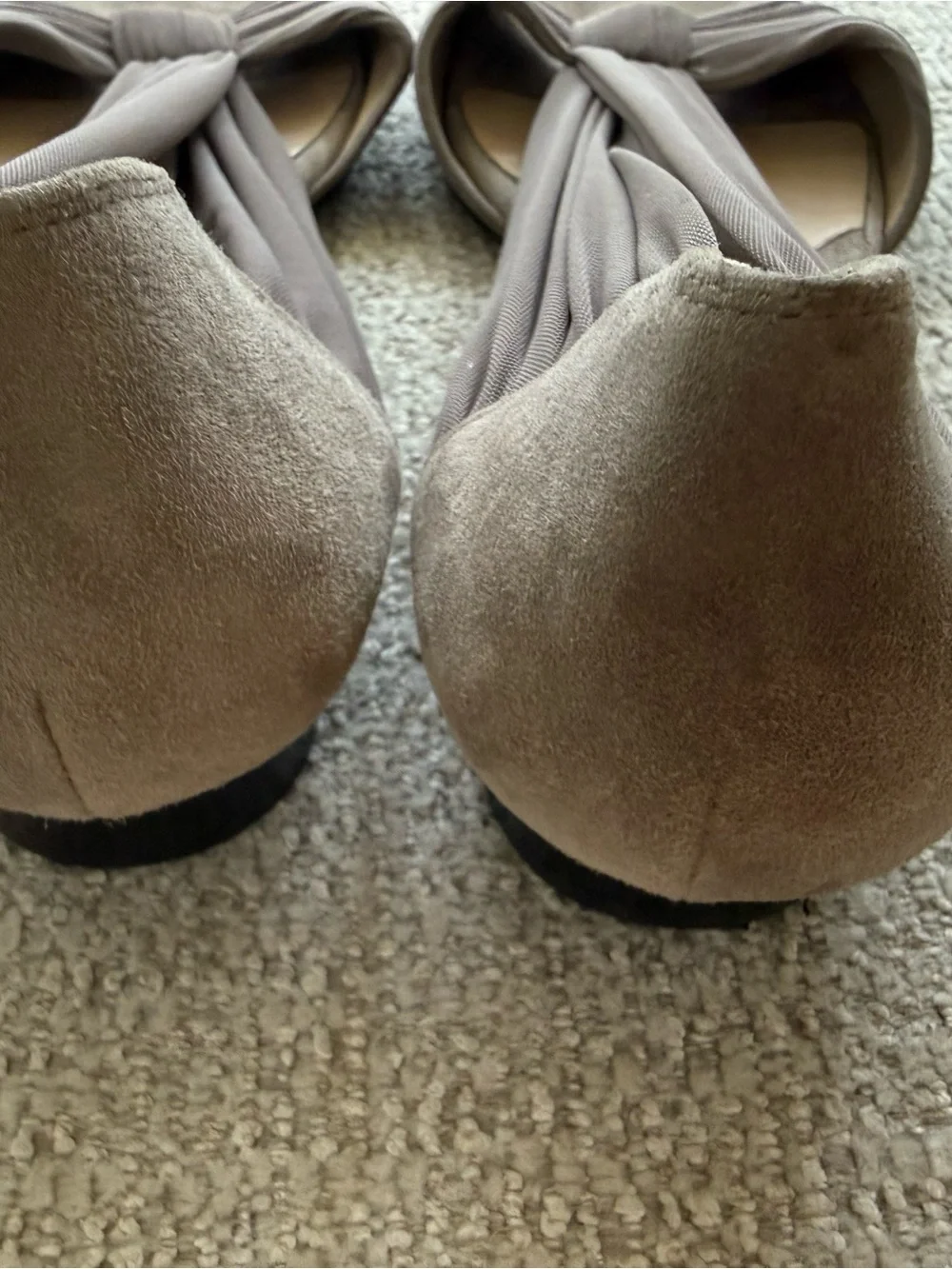 Fendi Taupe Knit Knot Ballet Flats